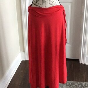 Vintage Alpine Design Red Maxi Skirt  elastic waist Sz M